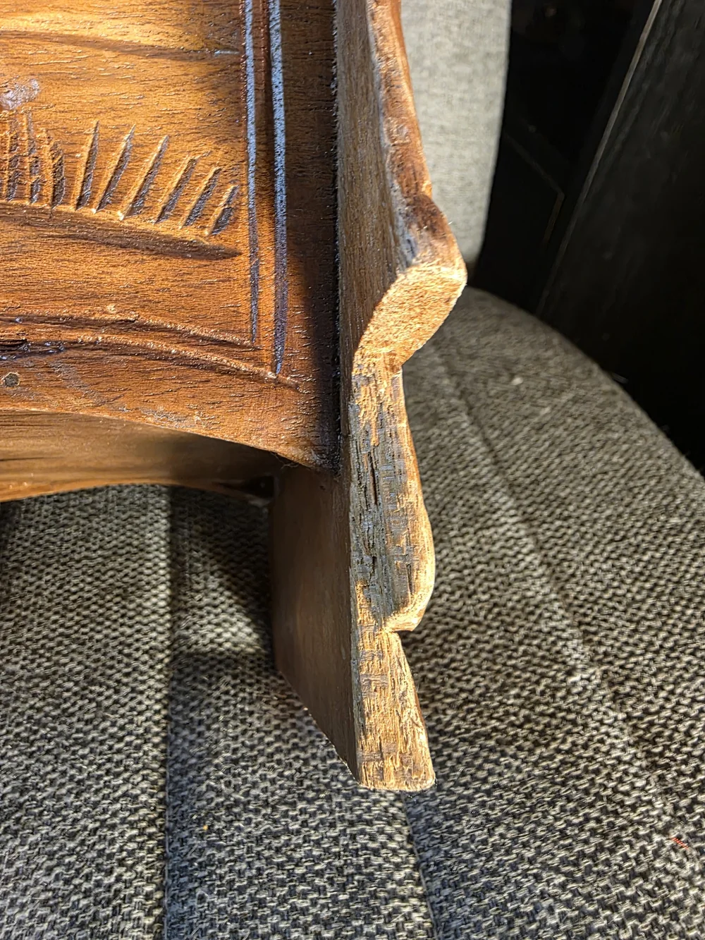 Hand-Carved Wooden Magazine Rack - Warm Honey Tone